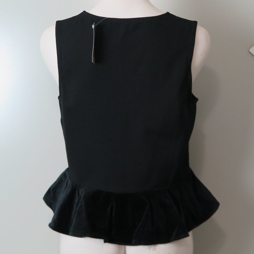 NWT J. CREW Black Velvet Ruffle Viscose Blend V-Neck Versatile Top Size M - Picture 6 of 6